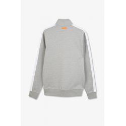 Sweat gris zippé colorblock bimatière