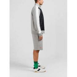 Sweat gris zippé colorblock bimatière