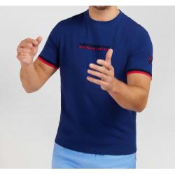 T-shirt bleu foncé à broderie Eden Park bicolore