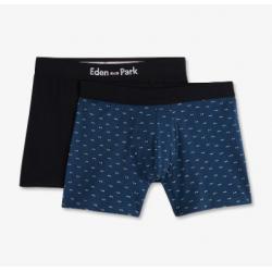 Pack de 2 boxers bleu uni et noeuds papillon