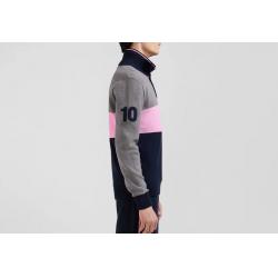 Pull col camionneur zippé colorblock en coton brodé coupe Regular