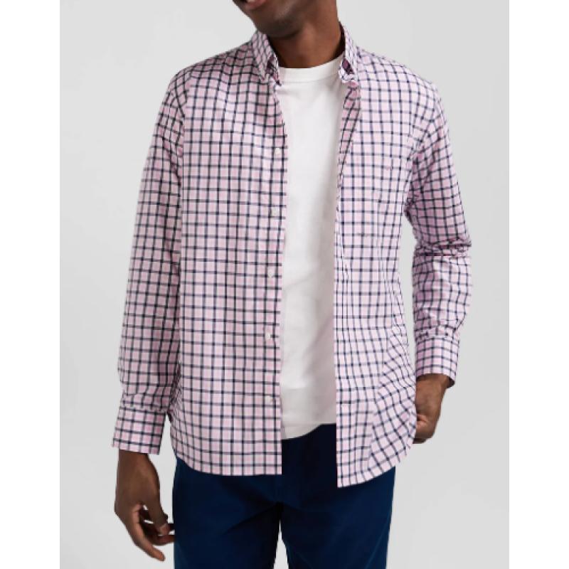 Chemise en popeline de coton à carreaux bicolore coupe Regular