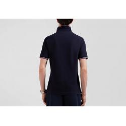 Polo manches courtes en coton stretch col jacquard coupe Slim