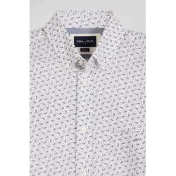 Chemise en popeline de coton microimprimé noeud papillon coupe Regular