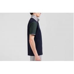 Polo manches courtes en piqué coton vert col jacquard Eden Park coupe Regular