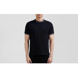 T-shirt manches courtes en coton noir broderie dos coupe Regular