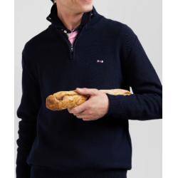 Pull col camionneur en coton bleu marine coupe Regular