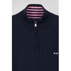 Pull col camionneur en coton bleu marine coupe Regular