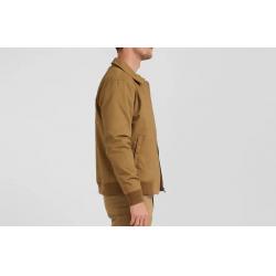 Blouson zippé à col chemise en gabardine de coton camel