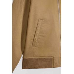 Blouson zippé à col chemise en gabardine de coton camel