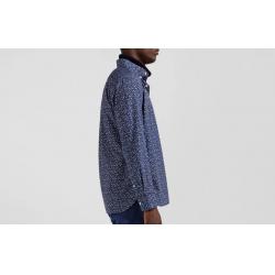 Chemise en coton indigo coupe Regular microimprimé