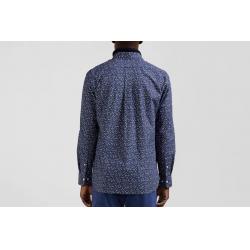 Chemise en coton indigo coupe Regular microimprimé