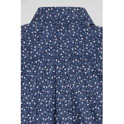 Chemise en coton indigo coupe Regular microimprimé