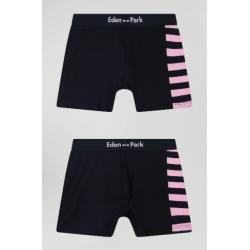 Lot de 2 boxers bleu marine détails cerclés roses en coton stretch