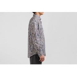 Chemise en popeline de coton écrue microimprimé floral coupe Regular