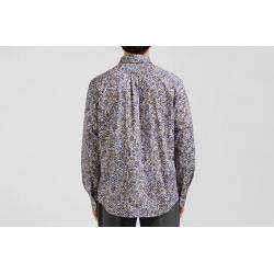 Chemise en popeline de coton écrue microimprimé floral coupe Regular