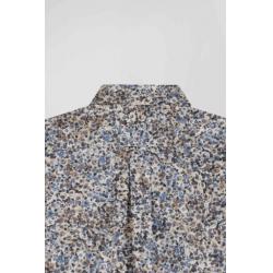 Chemise en popeline de coton écrue microimprimé floral coupe Regular