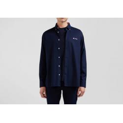 Chemise en coton Oxford bleu marine noeud papillon cerclé coupe Regular