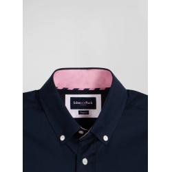 Chemise en coton Oxford bleu marine noeud papillon cerclé coupe Regular