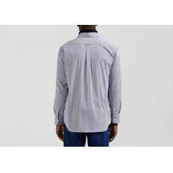 Chemise en popeline de coton bleu marine à rayures bâton coupe Regular