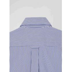 Chemise en popeline de coton bleu marine à rayures bâton coupe Regular