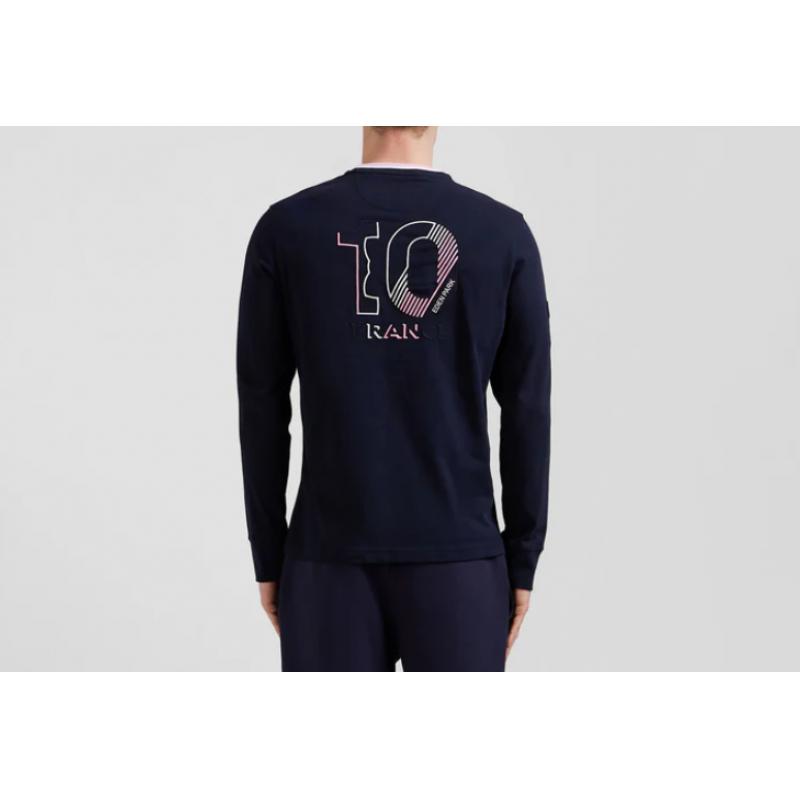 T-shirt manches longues XV de France en coton bleu marine coupe Regular