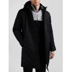 Parka longue à capuche en nylon noir