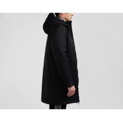 Parka longue à capuche en nylon noir