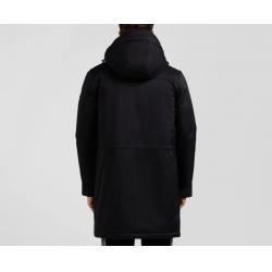 Parka longue à capuche en nylon noir