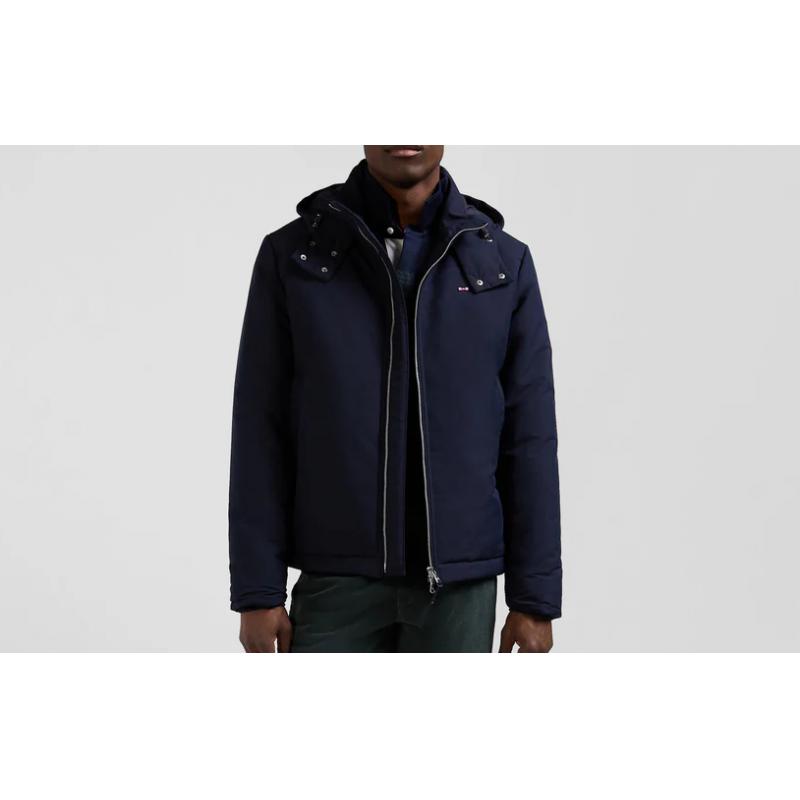 Blouson zippé à capuche bleu marine