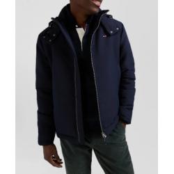 Blouson zippé à capuche bleu marine