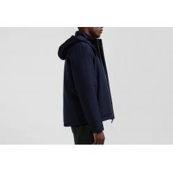 Blouson zippé à capuche bleu marine