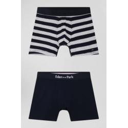 Lot de 2 boxers en coton stretch uni et cerclé gris