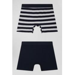 Lot de 2 boxers en coton stretch uni et cerclé gris