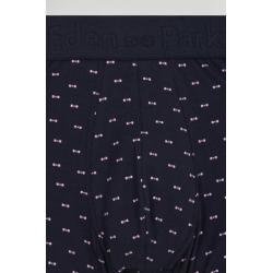 Lot de 2 boxers en coton stretch uni et micro-motifs bleu marine