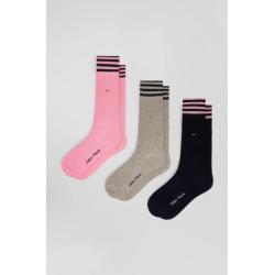 Lot de 3 paires de chaussettes roses à détails cerclés en coton stretch