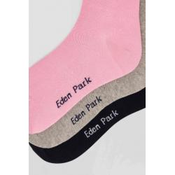 Lot de 3 paires de chaussettes roses à détails cerclés en coton stretch