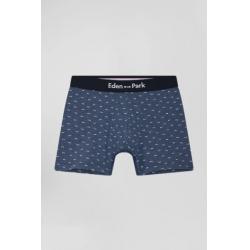 Boxer à micro motifs noeud papillon bleu et rose en coton stretch