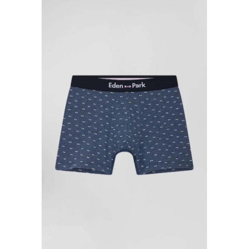 Boxer à micro motifs noeud papillon bleu et rose en coton stretch