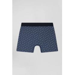 Boxer à micro motifs noeud papillon bleu et rose en coton stretch