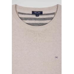 Pull col rond en laine et coton coupe Regular