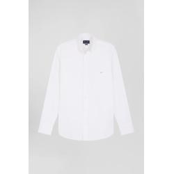 Chemise en popeline de coton blanc coupe Regular