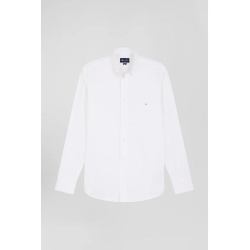 Chemise en popeline de coton blanc coupe Regular